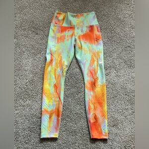 Nike Womens Dri-Fit Mint Foam Epic Luxe Mid Rise 7/8 Running Leggings | XS